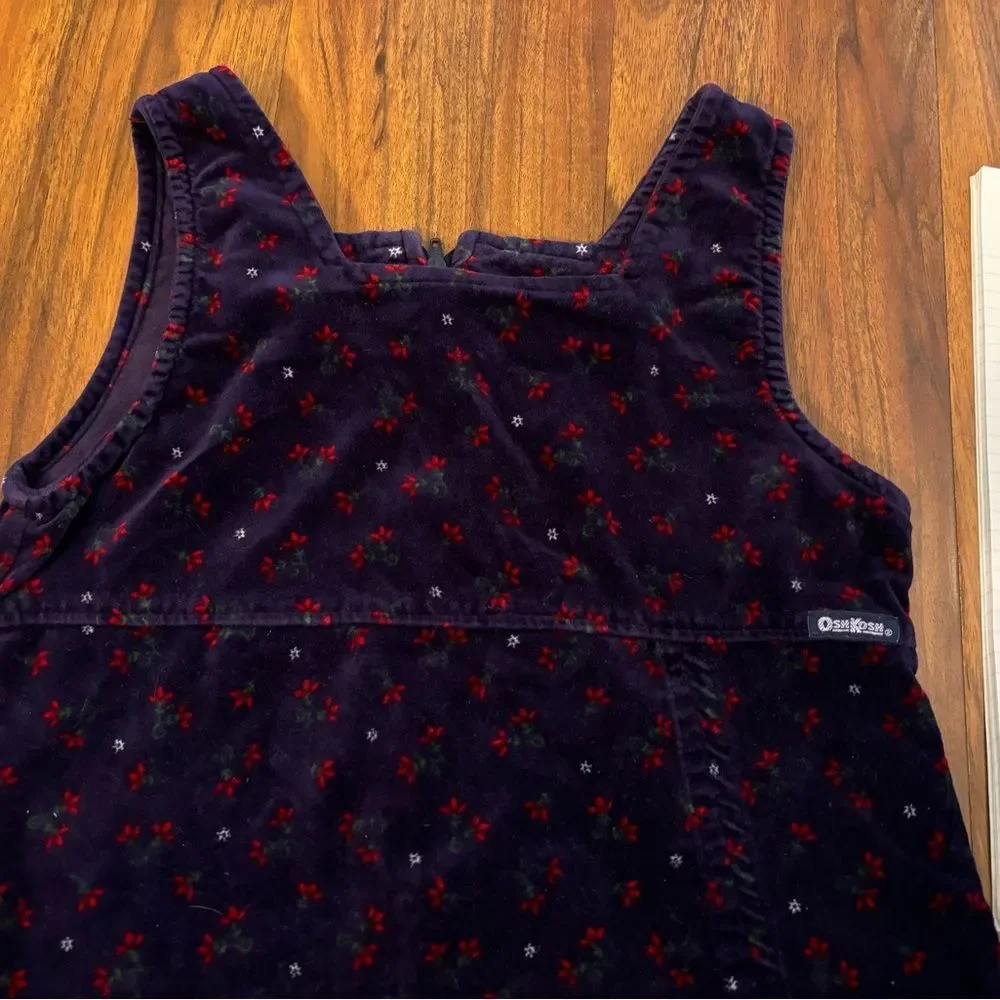 Osh Kosh B’Gosh Vintage Velour purple floral sleeveless dress